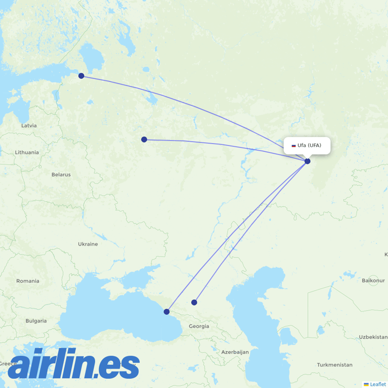 Aeroflot from Ufa destination map