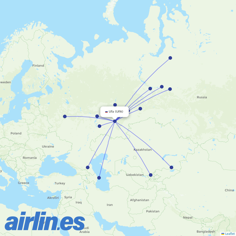 UTair from Ufa destination map