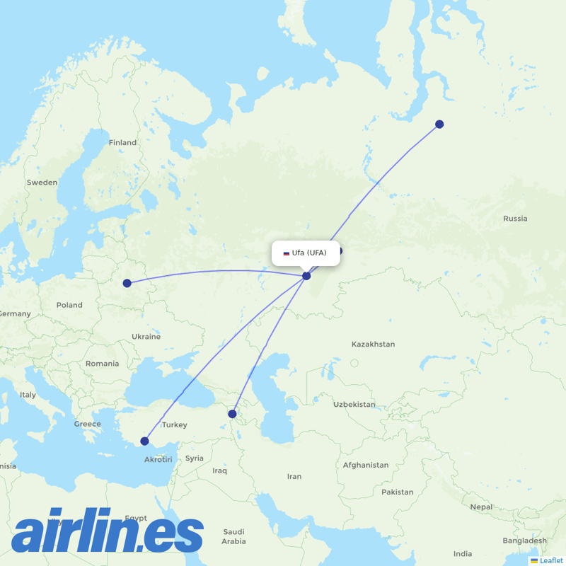 Red Wings from Ufa destination map