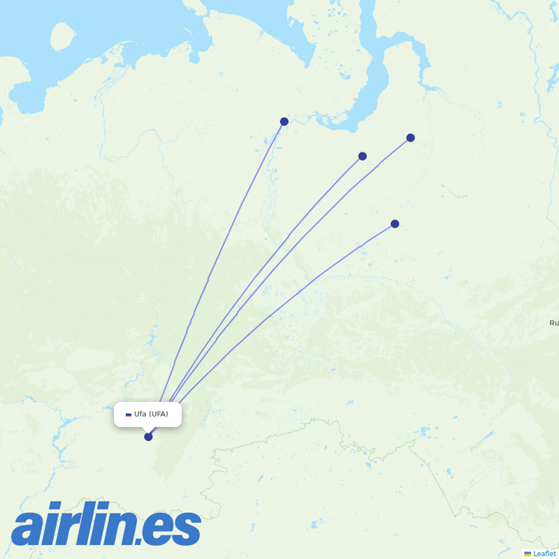 Yamal Airlines from Ufa destination map
