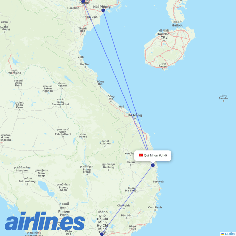 Bamboo Airways from Qui Nhon destination map