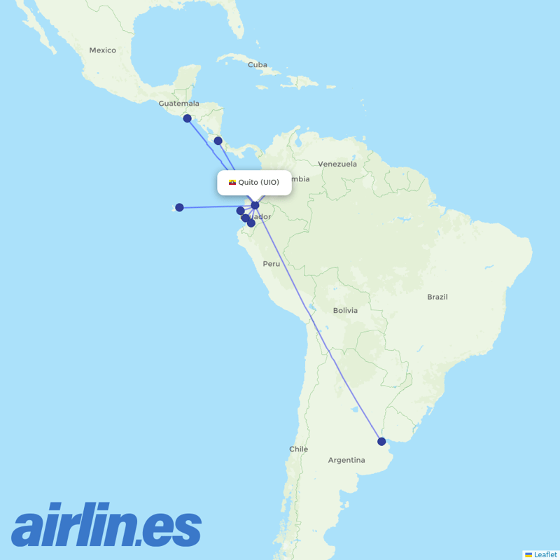 AVIANCA from Mariscal Sucre International destination map
