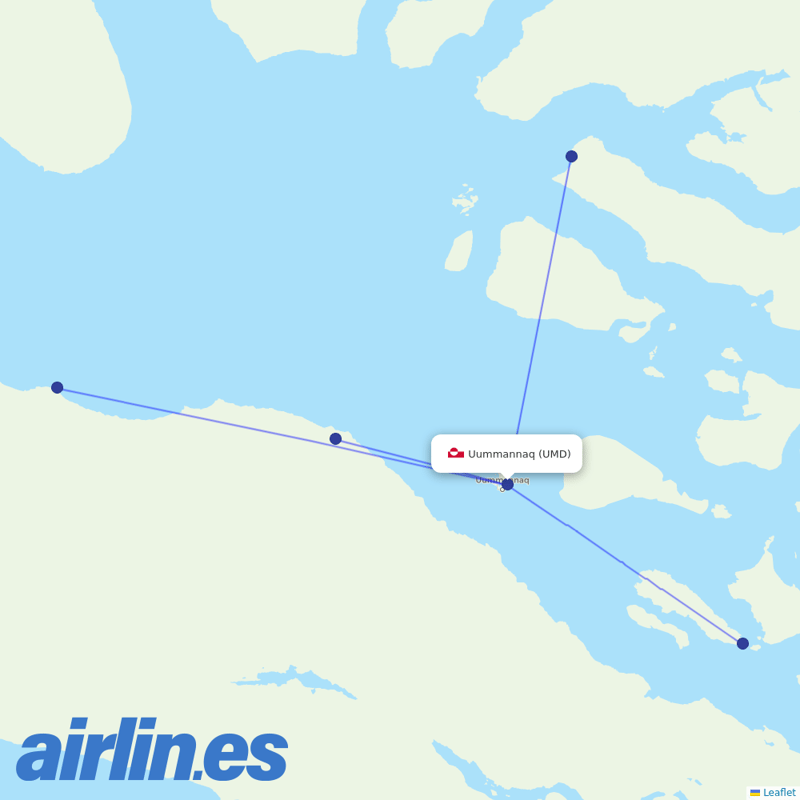 AirGlow Aviation Services from Uummannaq destination map