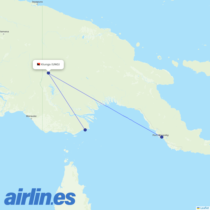 Air Niugini from Kiunga Airport destination map