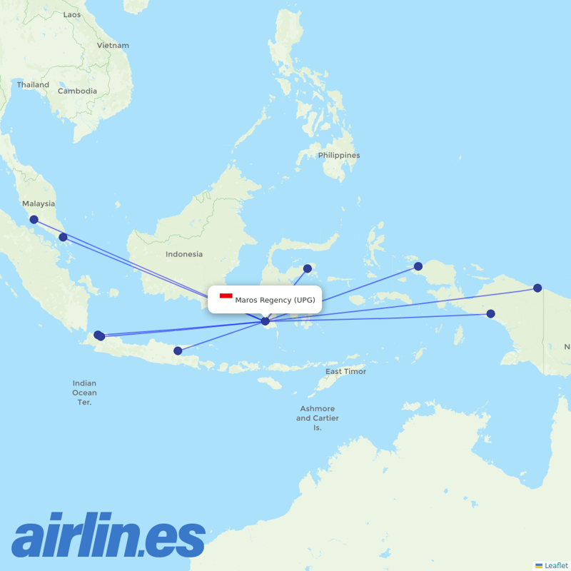 Batik Air from Ujung Pandang destination map