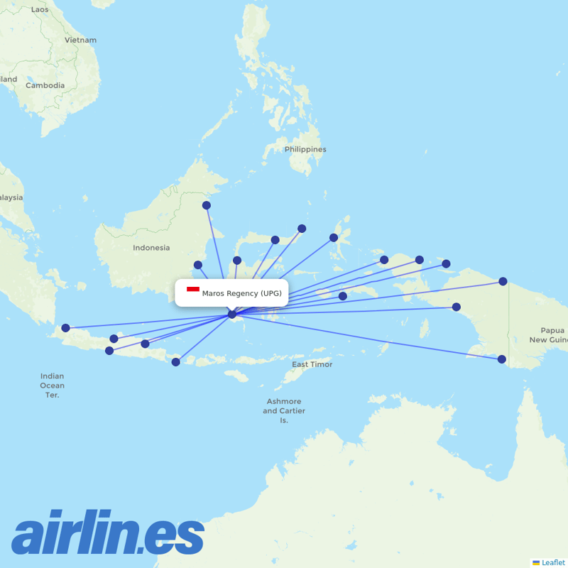 Lion Air from Ujung Pandang destination map