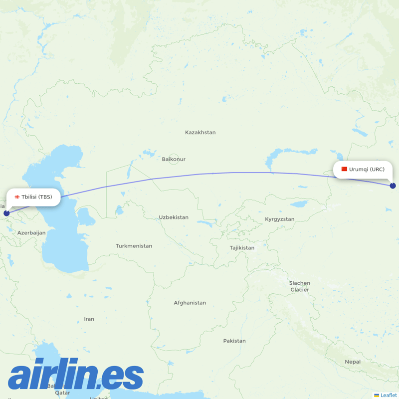 Myway Airlines from Ürümqi Diwopu International Airport destination map