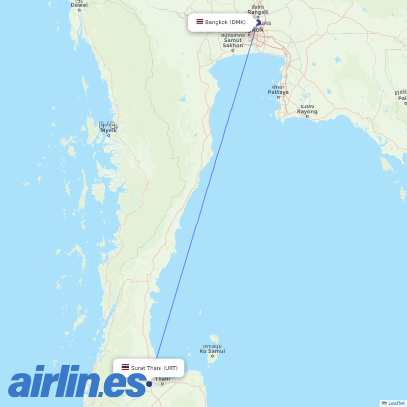 Thai Lion Air from Surat Thani destination map