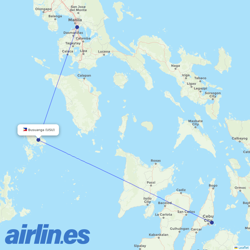Philippine Airlines from Busuanga destination map