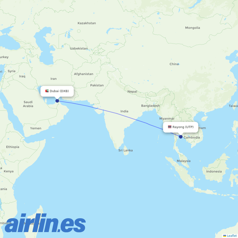 flydubai from U Taphao International destination map