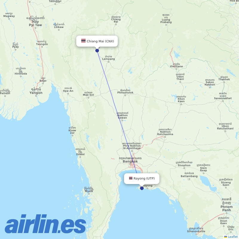 Thai Lion Air from U Taphao International destination map