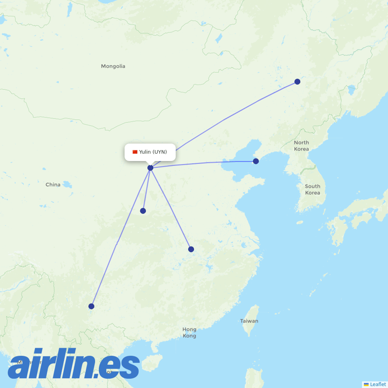 China Eastern Airlines from Yulin destination map