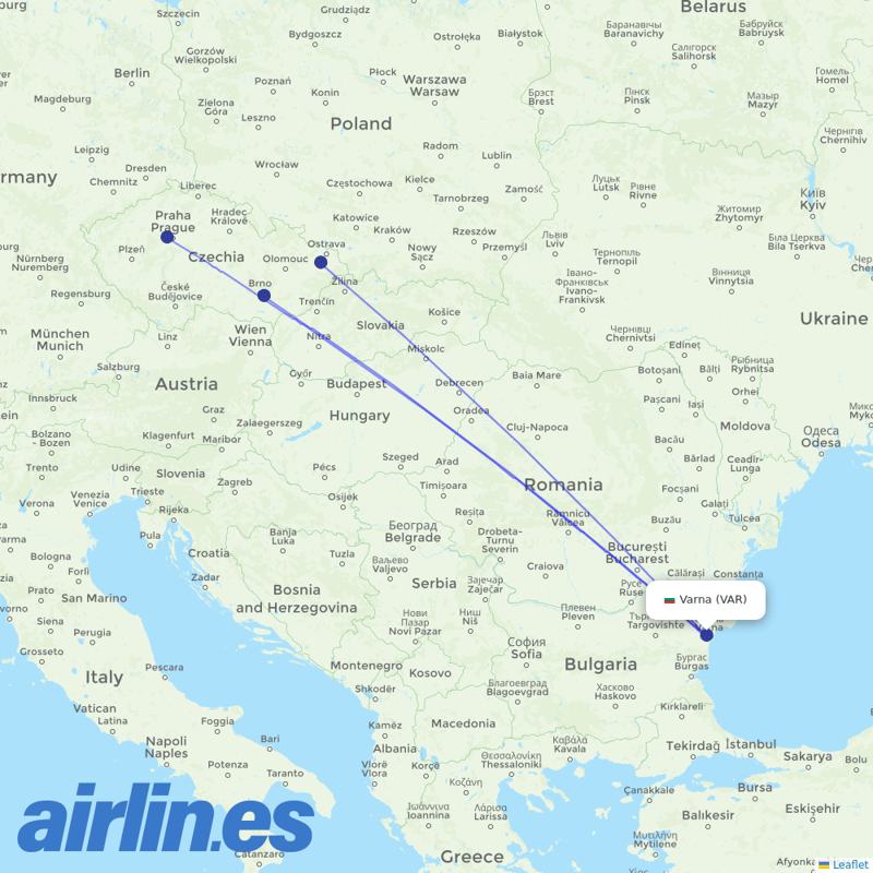 SmartWings from Varna destination map