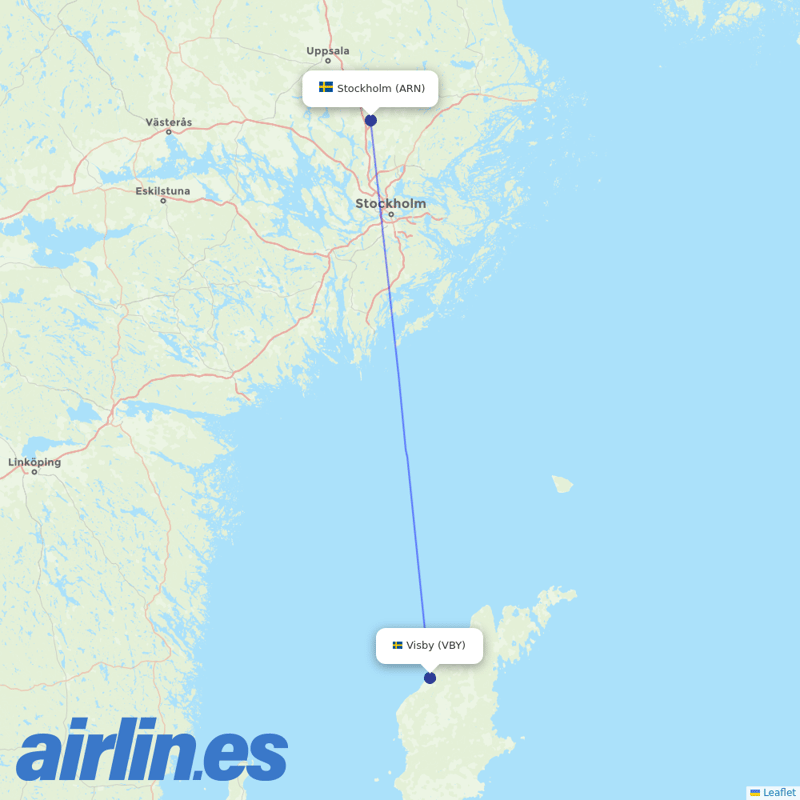 Scandinavian Airlines from Visby destination map