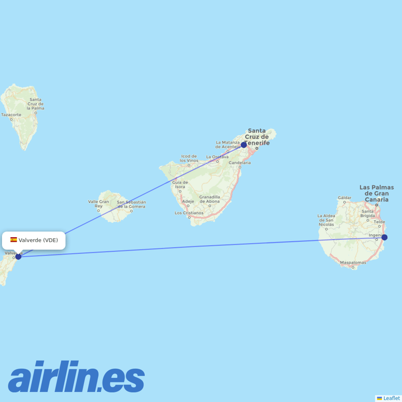 Binter Canarias from Valverde destination map