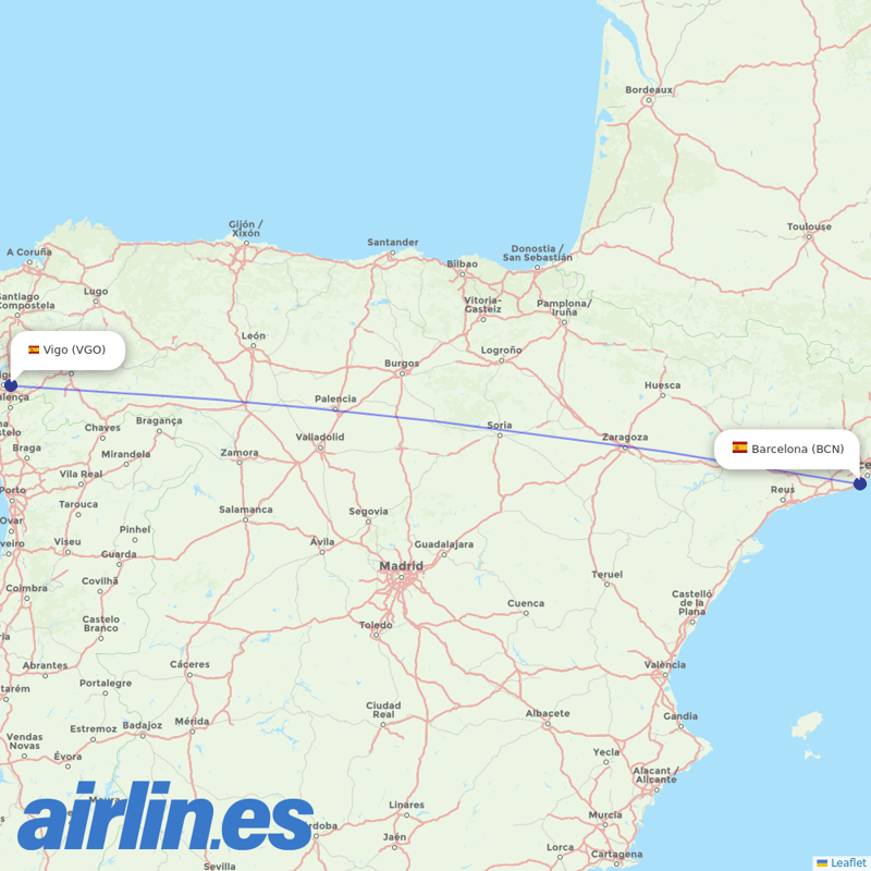 Ryanair from Vigo destination map
