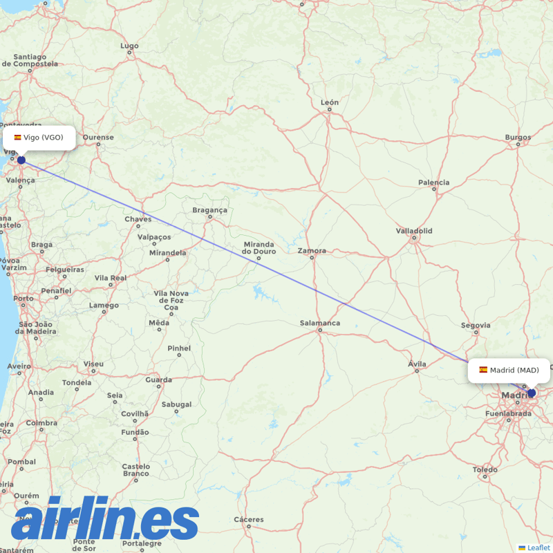 Air Europa from Vigo destination map