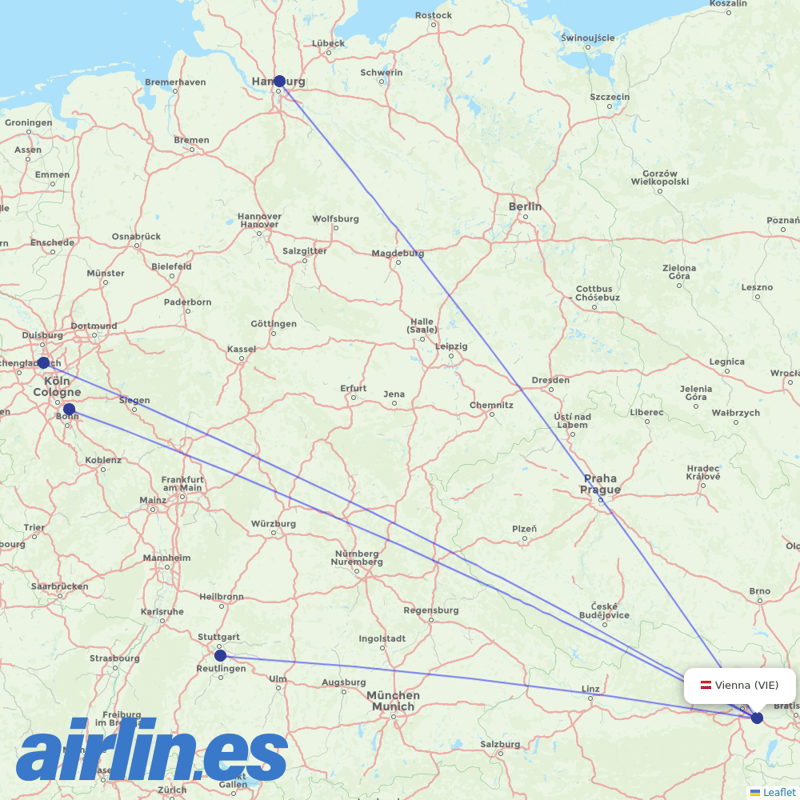 Eurowings from Vienna International Airport destination map