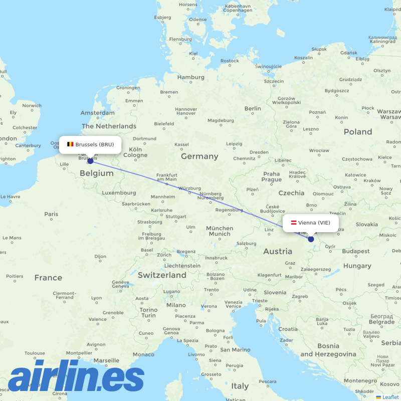 Brussels Airlines from Vienna International Airport destination map