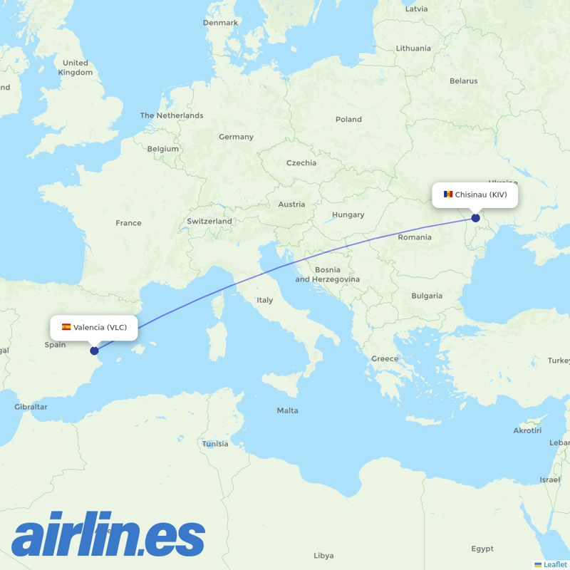 Fly One from Valencia Arport destination map