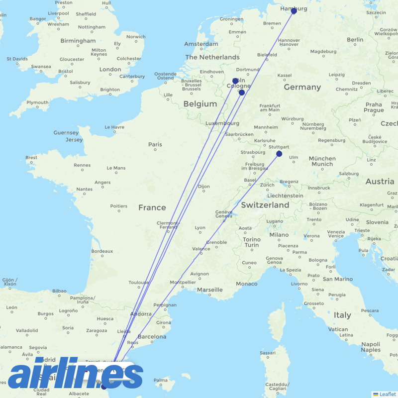 Eurowings from Valencia Arport destination map