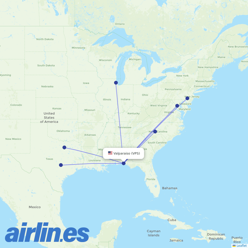 American Airlines from Eglin Afb destination map
