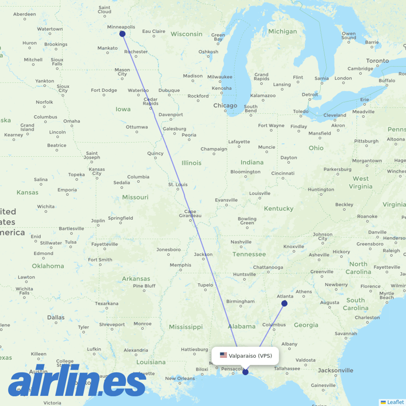 Delta Air Lines from Eglin Afb destination map