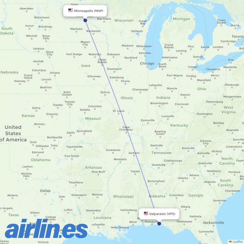Sun Country Airlines from Eglin Afb destination map