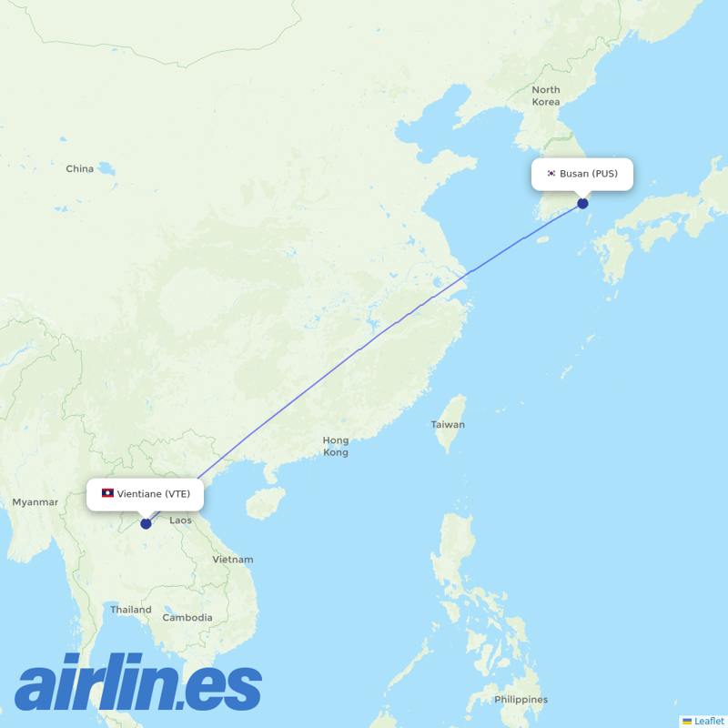 Air Busan from Wattay International destination map