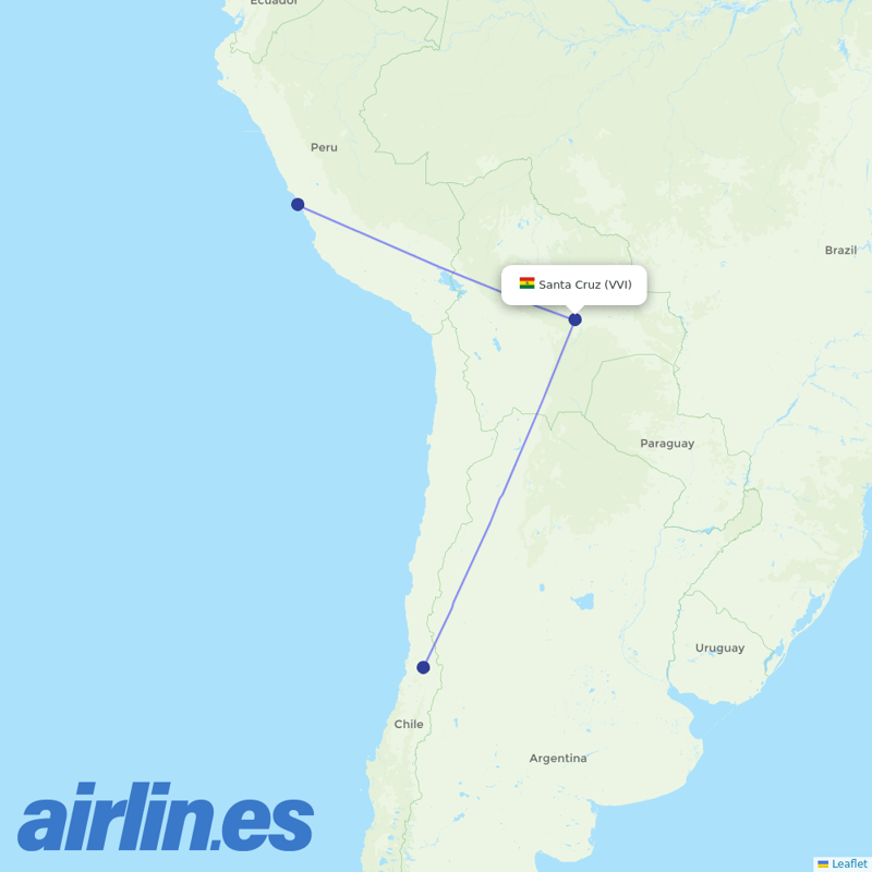 LATAM Airlines from Santa Cruz destination map