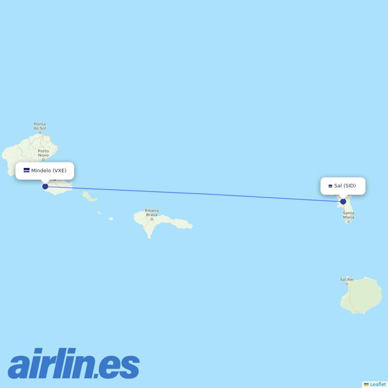 TUIfly Netherlands from Sao Vicente destination map
