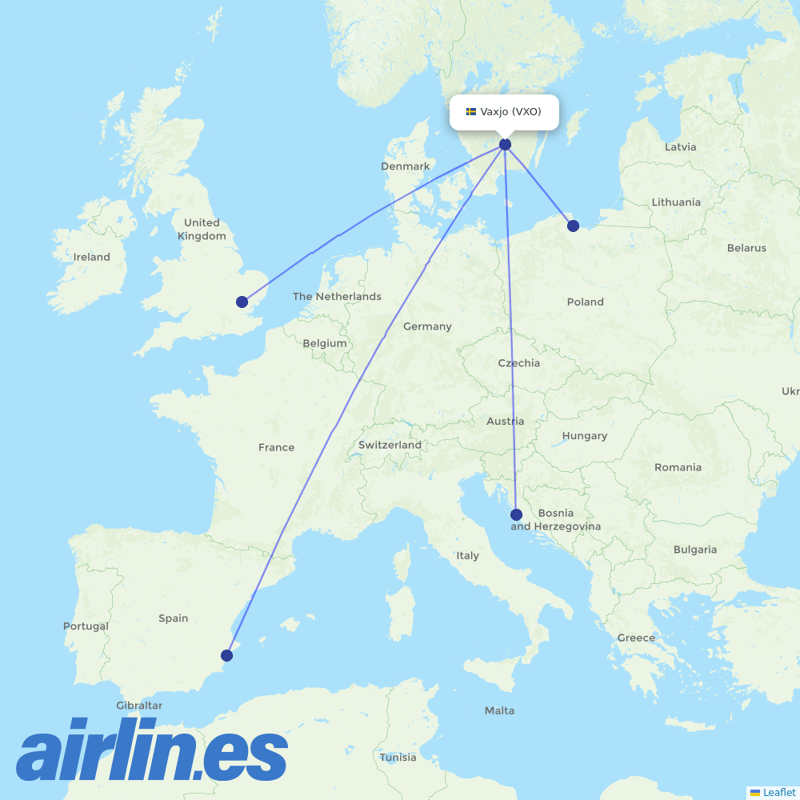 Ryanair from Kronoberg destination map