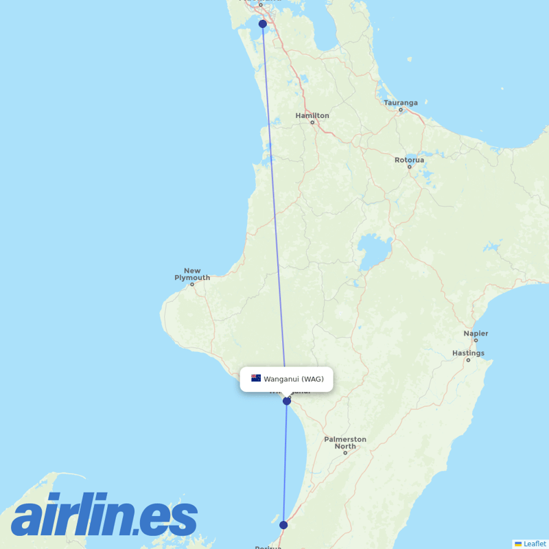 Air Chathams from Wanganui destination map
