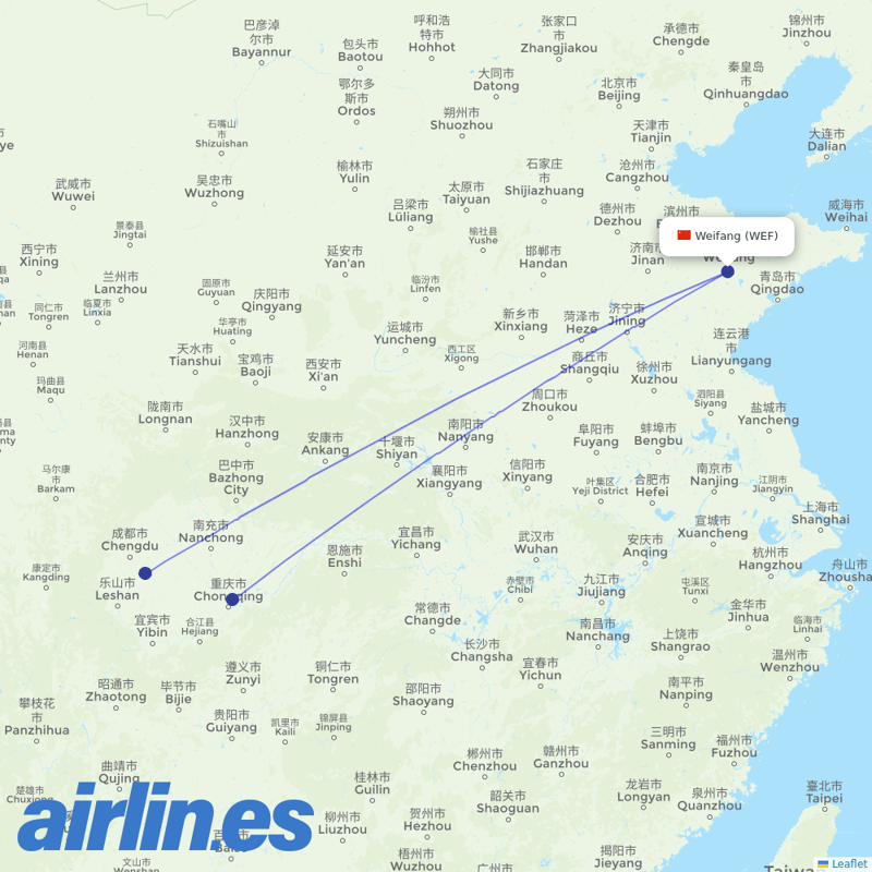Gestair from Weifang Airport destination map