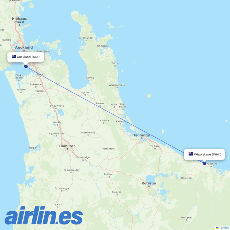 Air Chathams from Whakatane destination map