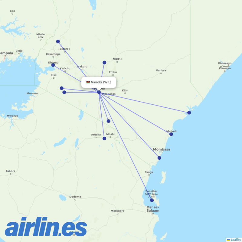 Safarilink from Nairobi Wilson destination map