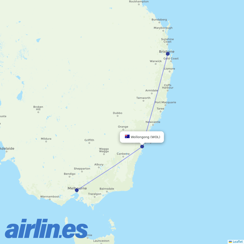 Link Airways from Illawara Airport destination map