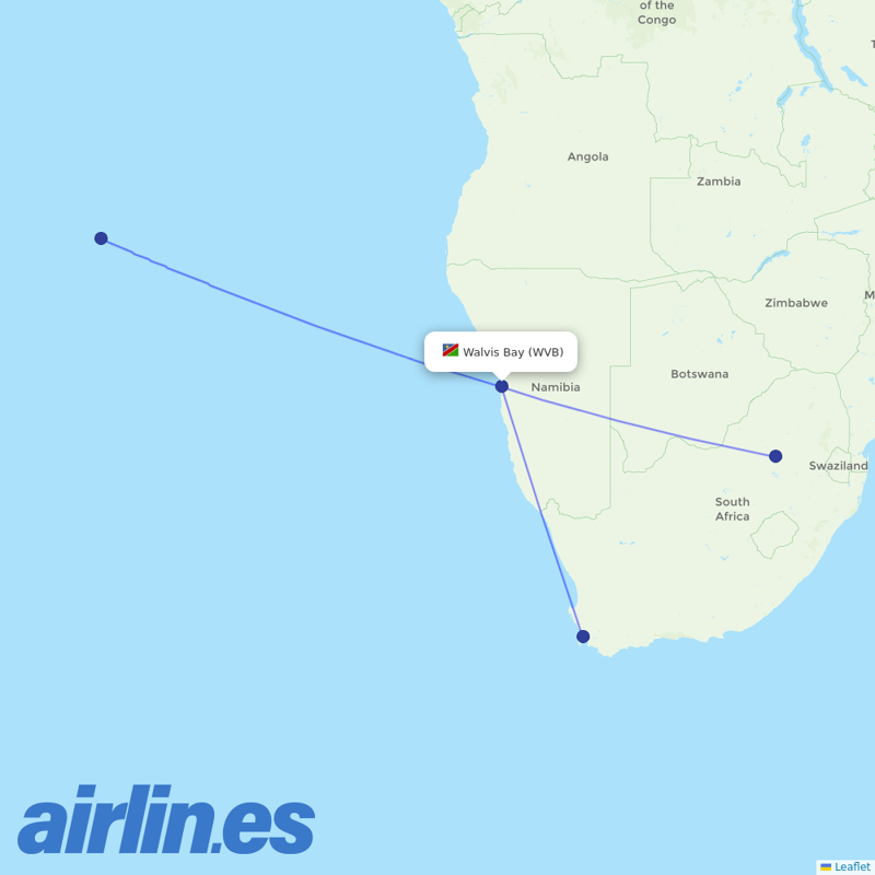 Airlink (South Africa) from Rooikop Airport destination map