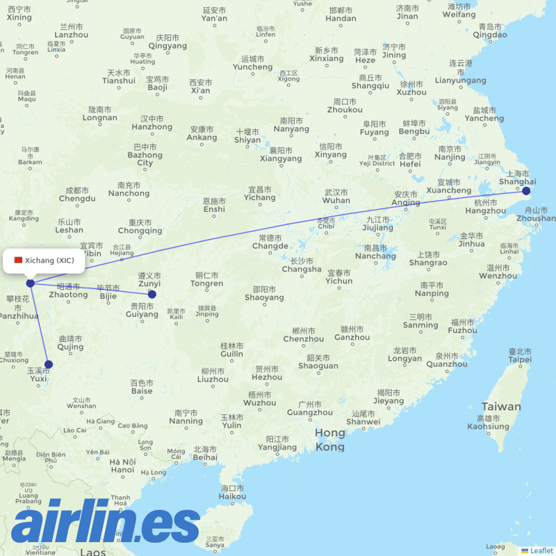 China Eastern Airlines from Qingshan destination map