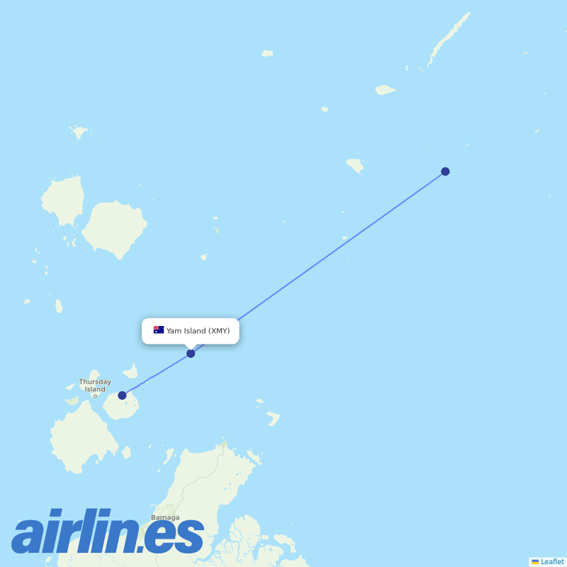 Skytrans Airlines from Yam Island Airport destination map