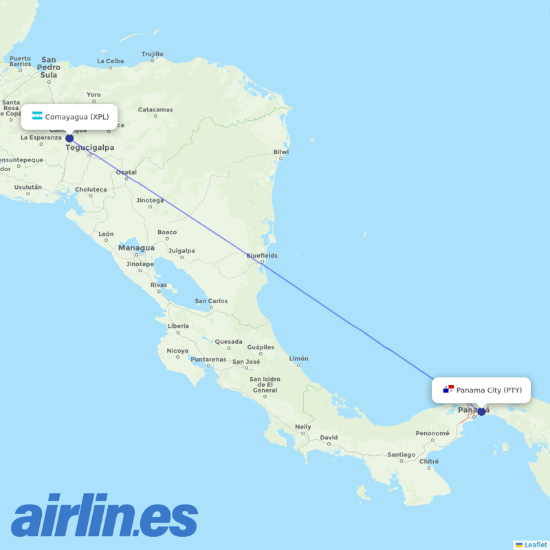 Copa Airlines from Palmerola Air Base destination map