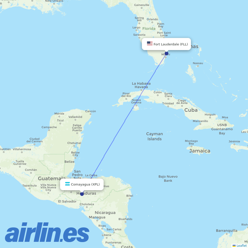 Spirit Airlines from Palmerola Air Base destination map