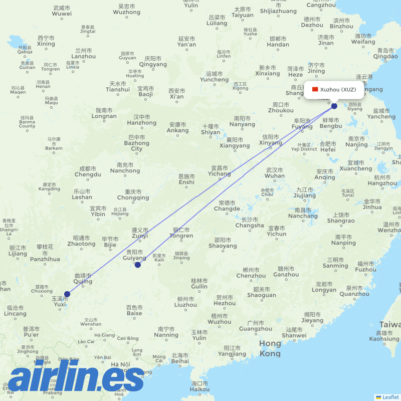 Lucky Air from Xuzhou Guanyin Airport destination map