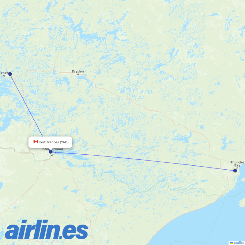 Bearskin Airlines from Fort Frances Municipal Airport destination map