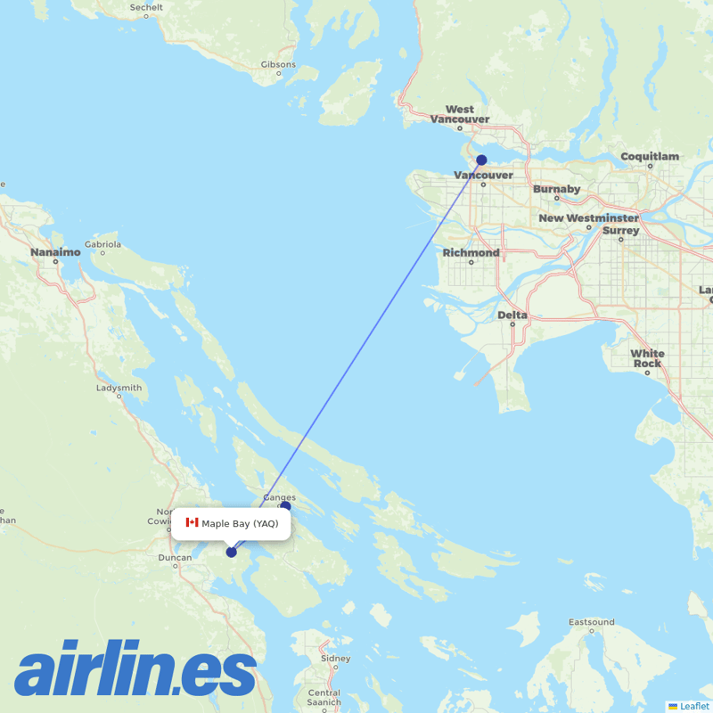 Harbour Air from Maple Bay Sea Plane Base destination map