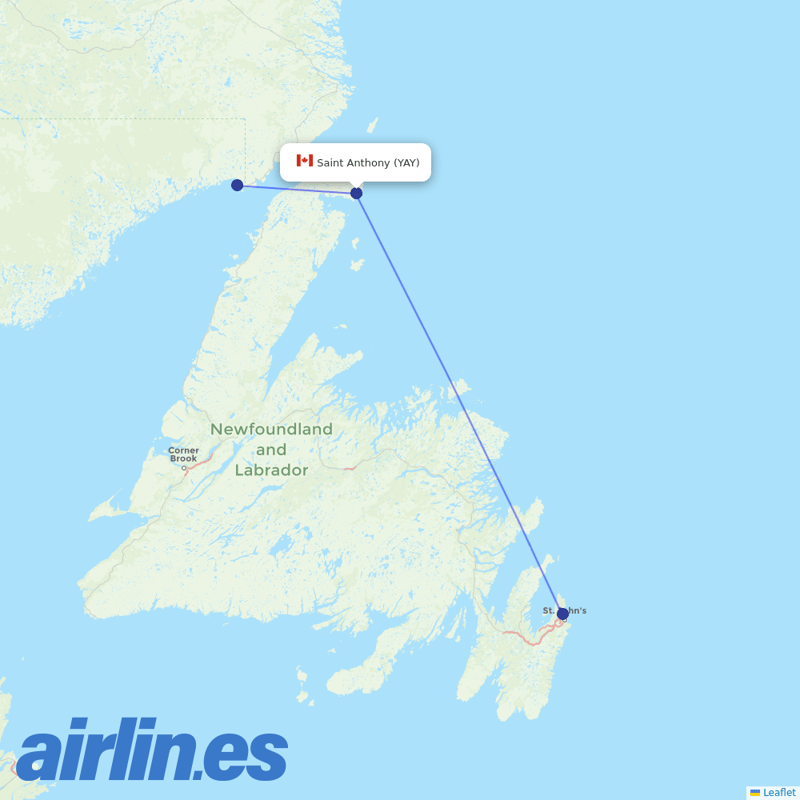 PAL Aerospace from St Anthony destination map