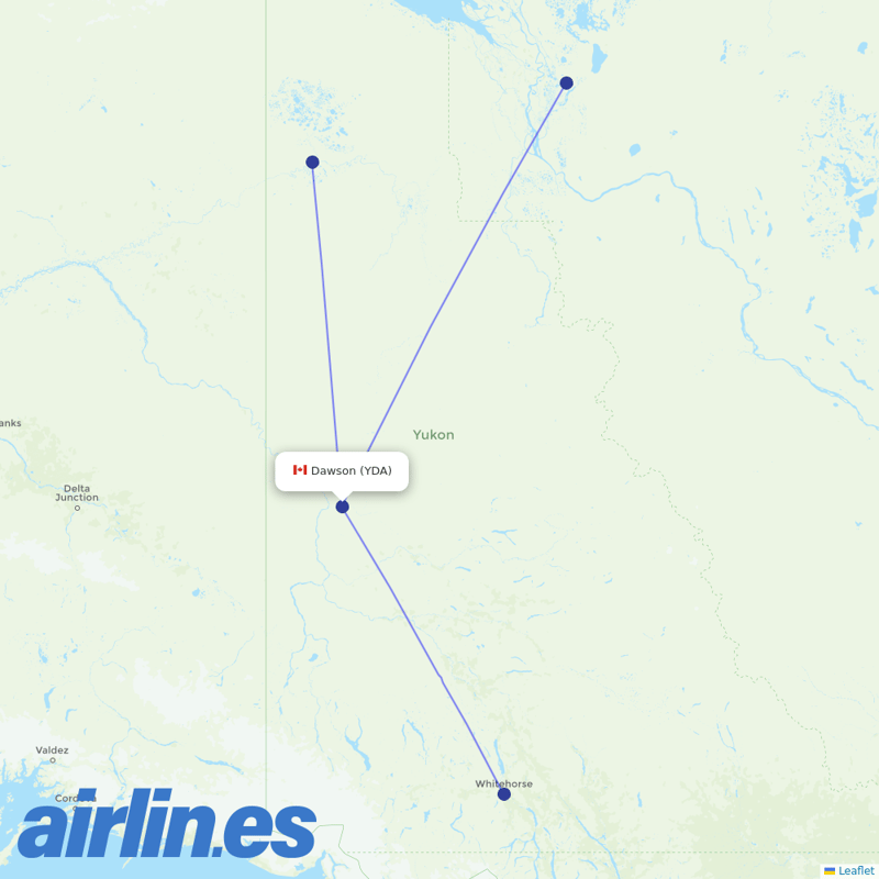Air North from Dawson City Airport destination map