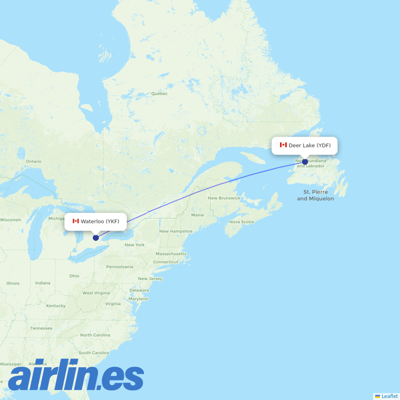 Flair Airlines from Deer Lake destination map