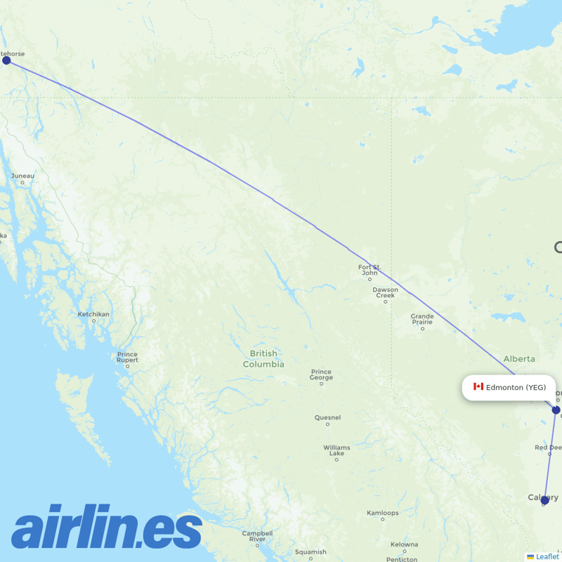 Air North from Edmonton International Airport destination map