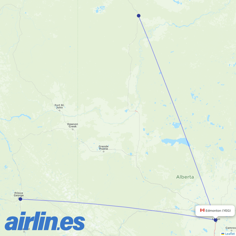 CMA from Edmonton International Airport destination map